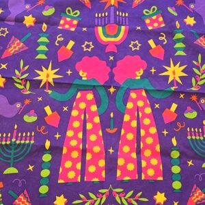 Lush Hannukkah Knot Wrap Vibrant Purple Scarf with Colorful Patterns